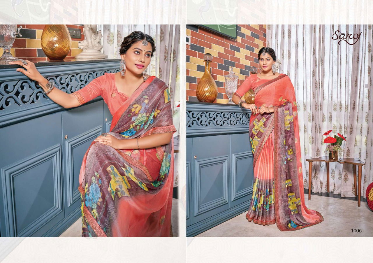 Saroj Delight 4 Printed Brasso Casual Wear Latest Saree Collection